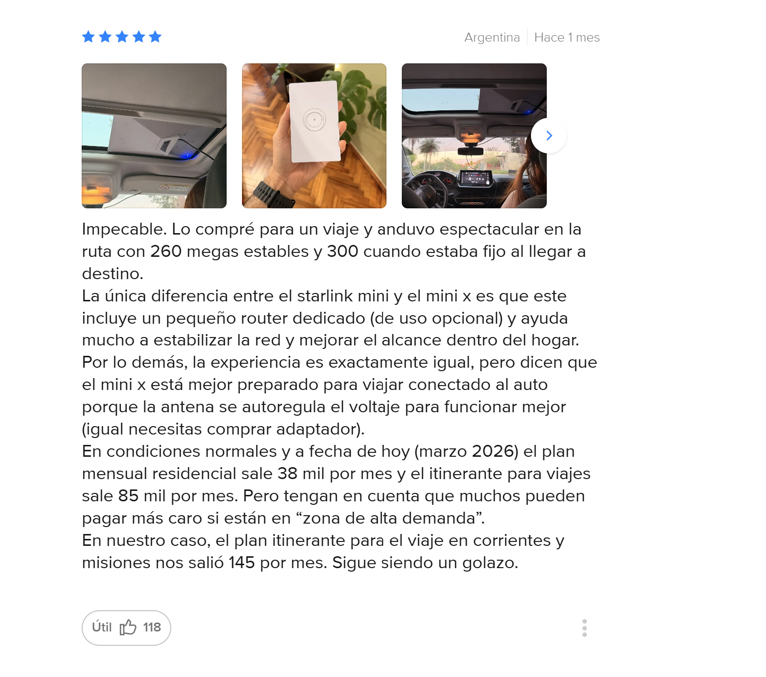 Fotos reales del Starlink Mini — viaje en ruta